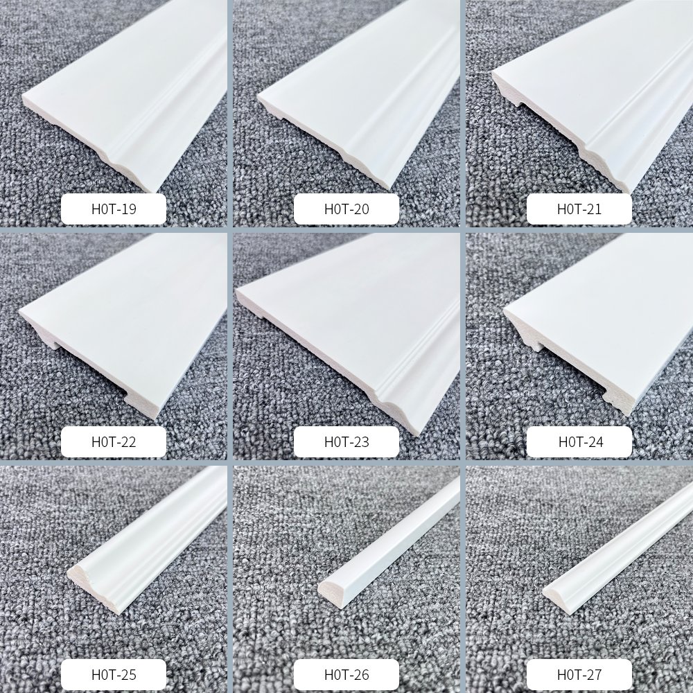 Amer OEM factory wholesale white primed wooden baseboard finger jointed wood skirting moulding board 20cm