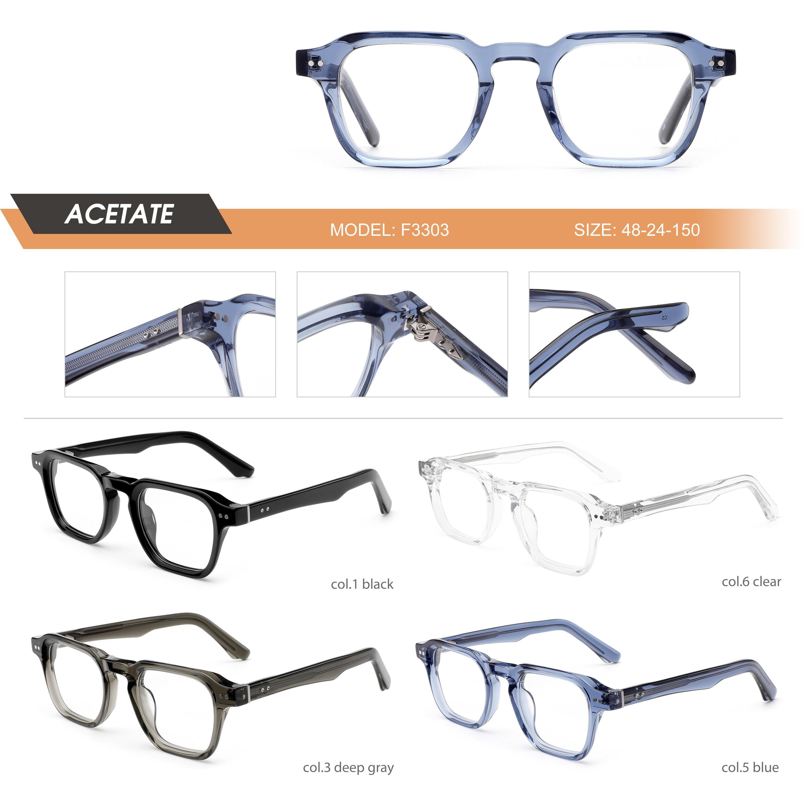 FW 3303 High Quality Custom Logo Retro Fashion Square Men Glasses Acetate Optical Eyewear Eyeglasses Frames Women