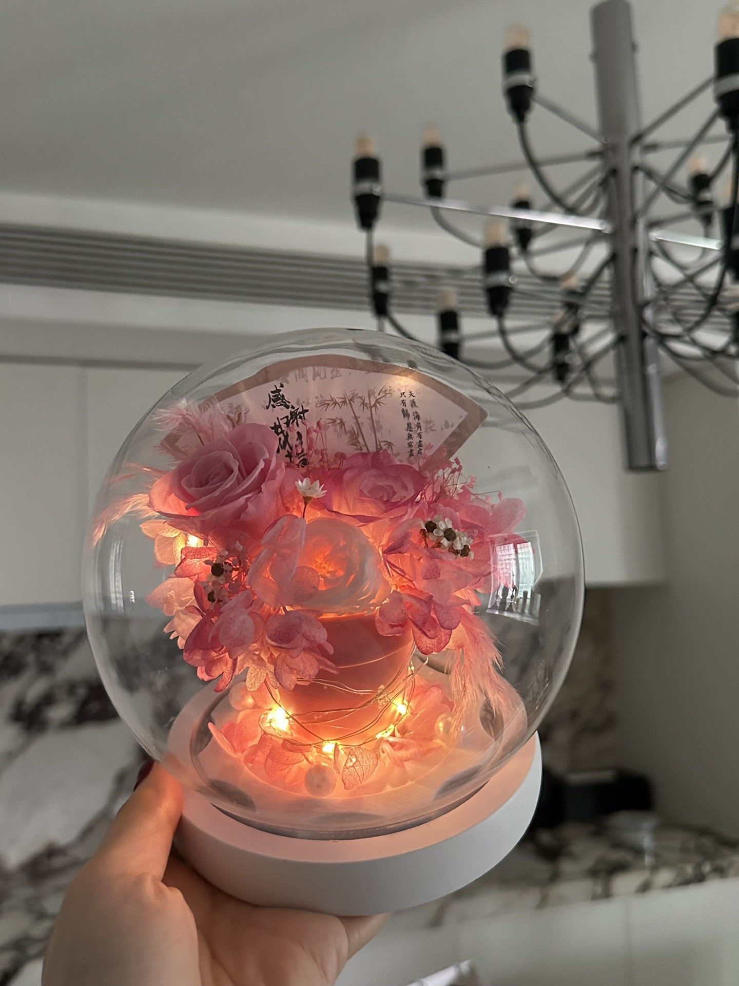 Hot-sale products lovely Dried flower ball light preserved flower Diamond Eternal flower in Glass gift box