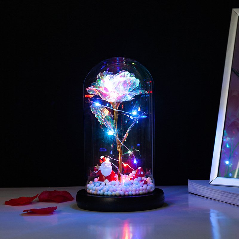 Excellent Valentine's Day Gift 24k Gold Rose with LED Bottle Roses Decorative Flowers Gold Foil Rose Light