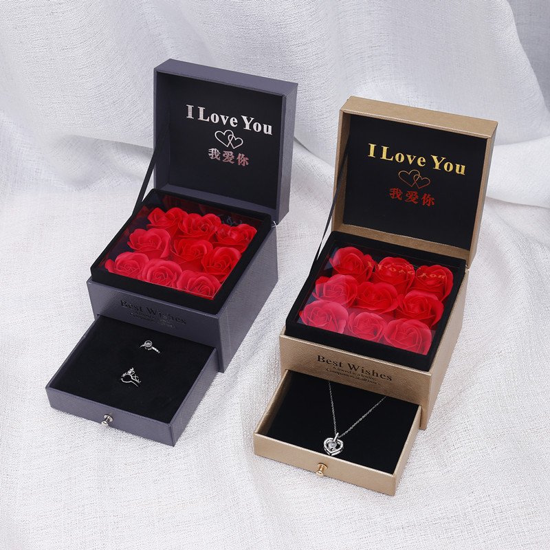 2024 Creative Preserved Rose Soap Flower Necklace Gift Box Valentine Day Mother's Day gift