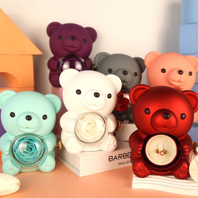 2024 tiktok hot selling Heart Necklace Eternal Rose Flower Hug Bear Gift Box For Mom Mother Day Gift