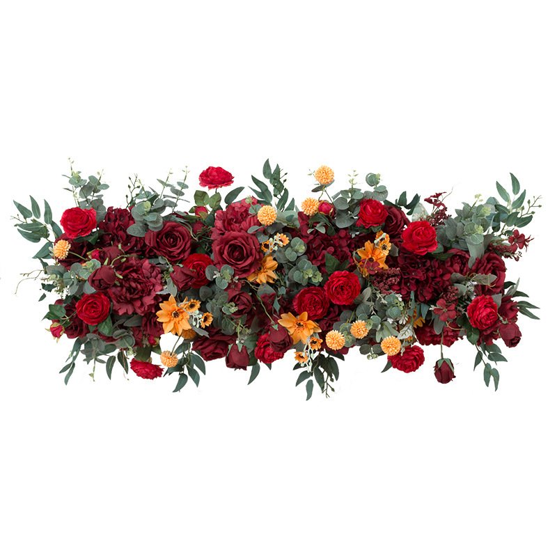 European Style Peony and Rose Arrangement Long Strip Artificial Flowers for Wedding Halloween Decoration for Window Display