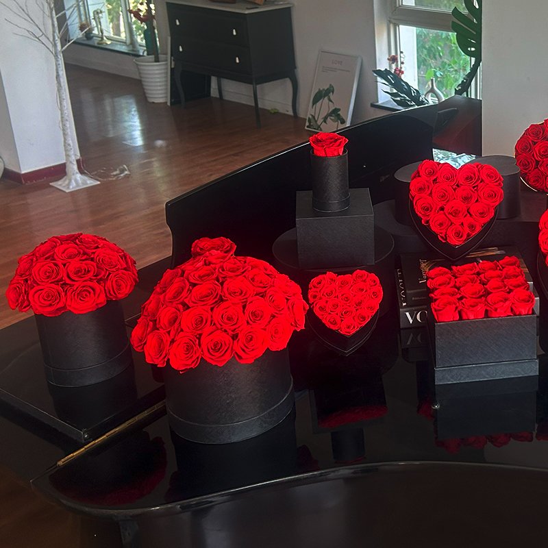 Custom Wholesale Hot Sale Save Rose Flower Mushroom Shape Save Rose Valentine Dome Flower Rose