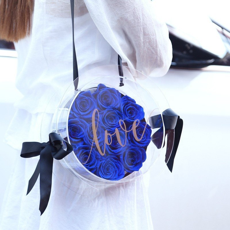 Excellent Distinctive Acrylic Box Women Handbags Ladies Preserved Flower Rose Box for Mother's Day