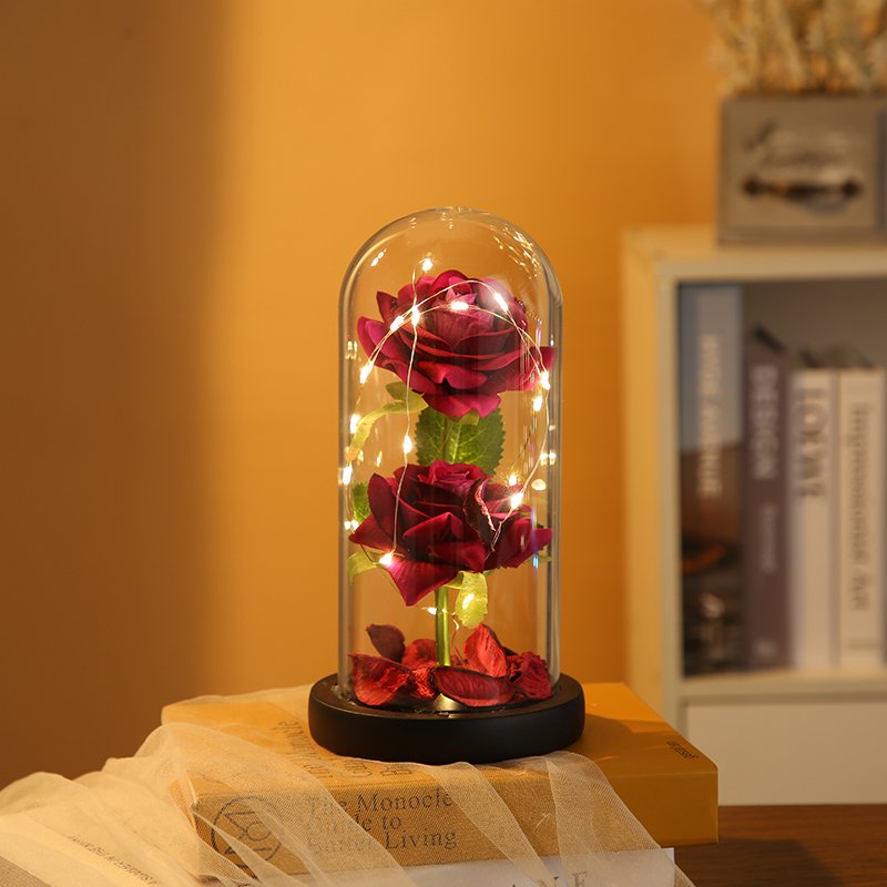 Valentine's Day Gift Preserved Flowers Natural Rose In Glass