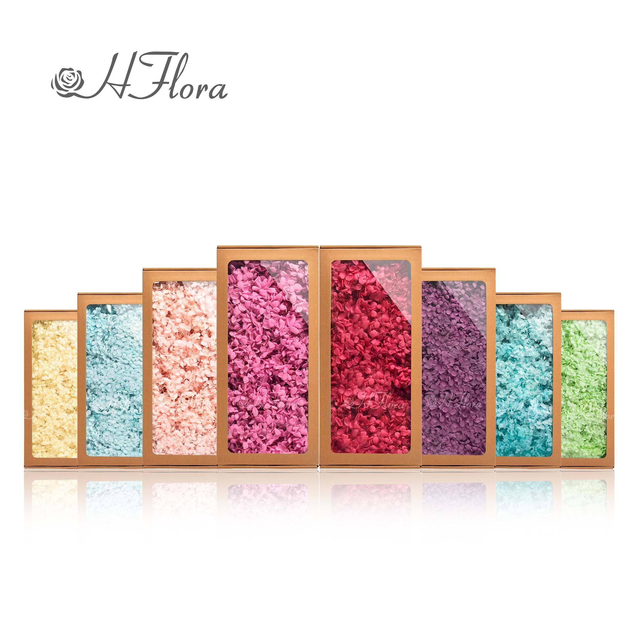 HFlora 100g Anna Hydrangea Preserved Flower In Box White Navy Yellow Hydrangea For Wedding Hydrangea Home Flower Shop Decoration