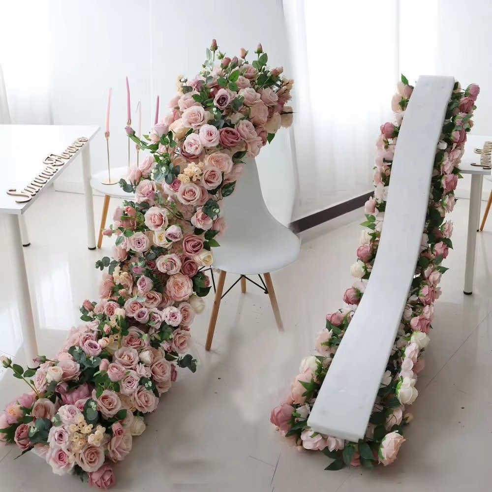 Customizable Colorful Artificial Flowers Wholesale Flowers for Decoration Wedding Artificial Rose Flower Table Runner