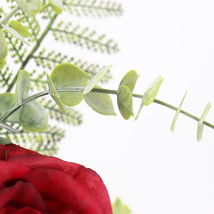 High Quality 53cm2 Rose Fern Leaf Bundle Mini Wedding Decoration Customized Design Bridal Bouquet Single Hanging Polyester