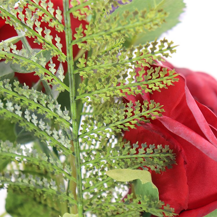High Quality 53cm2 Rose Fern Leaf Bundle Mini Wedding Decoration Customized Design Bridal Bouquet Single Hanging Polyester
