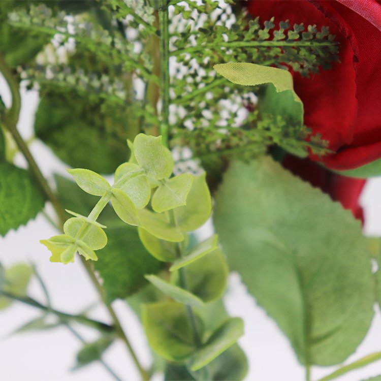 High Quality 53cm2 Rose Fern Leaf Bundle Mini Wedding Decoration Customized Design Bridal Bouquet Single Hanging Polyester