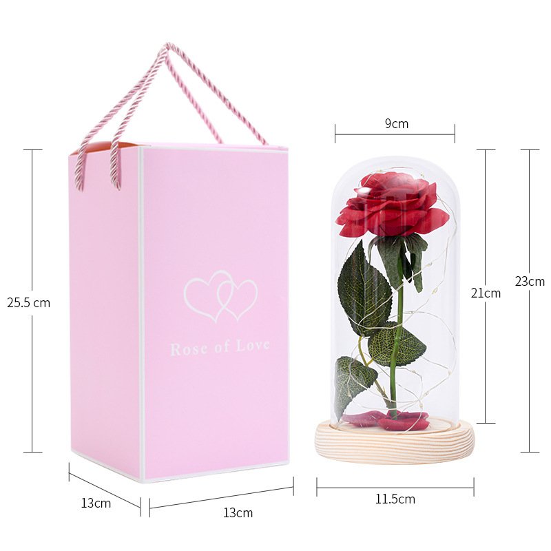 Dropshipping Valentines Day Galaxy Rose In Glass Dome Unique Glass Dome Preserved Flower Rose Glass Dome With Led