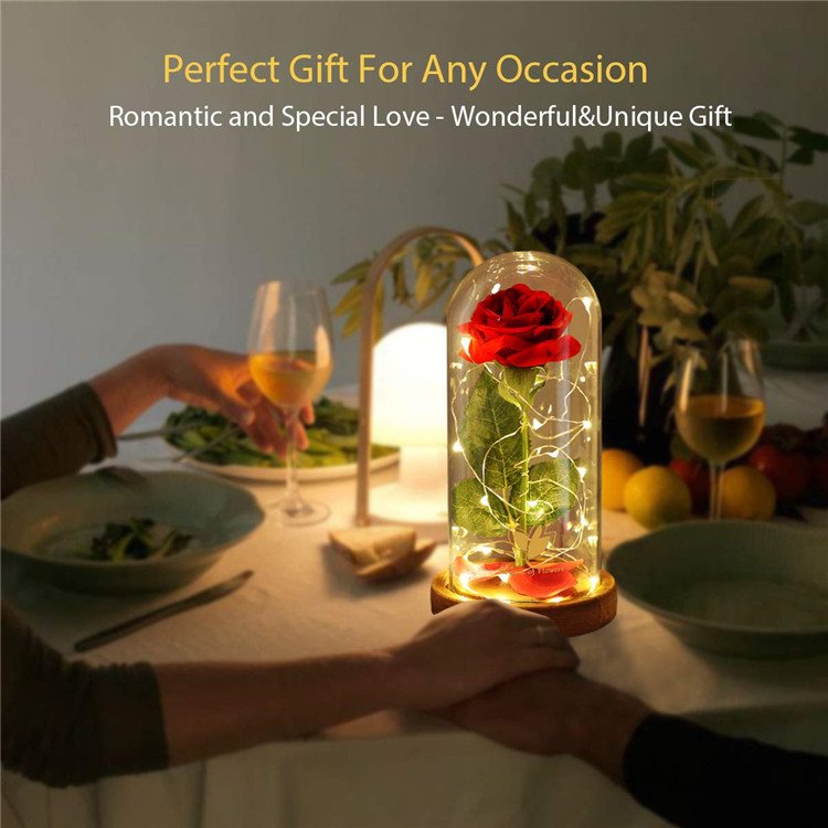 Dropshipping Valentines Day Galaxy Rose In Glass Dome Unique Glass Dome Preserved Flower Rose Glass Dome With Led
