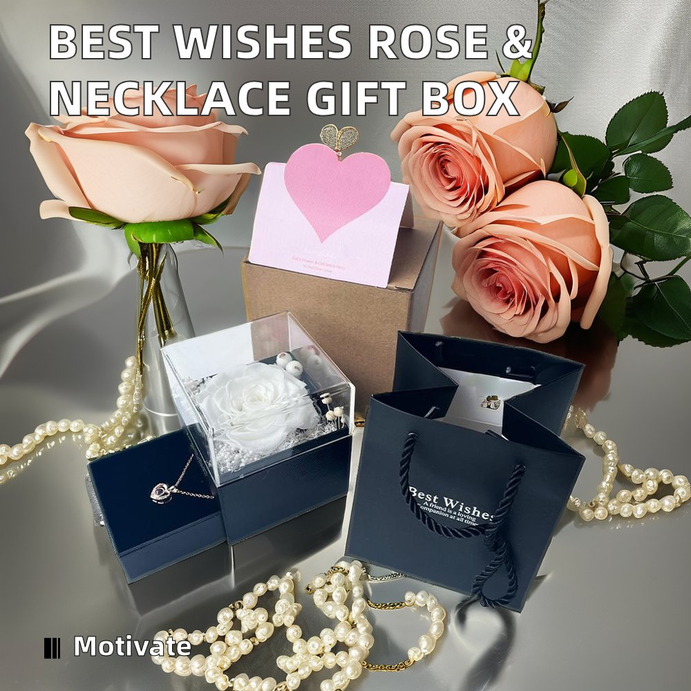 Hot Selling Transparent Best Wishes Rose Pendant Necklace Gift Box for Christmas Valentine's Day Weddings-Factory Wholesale
