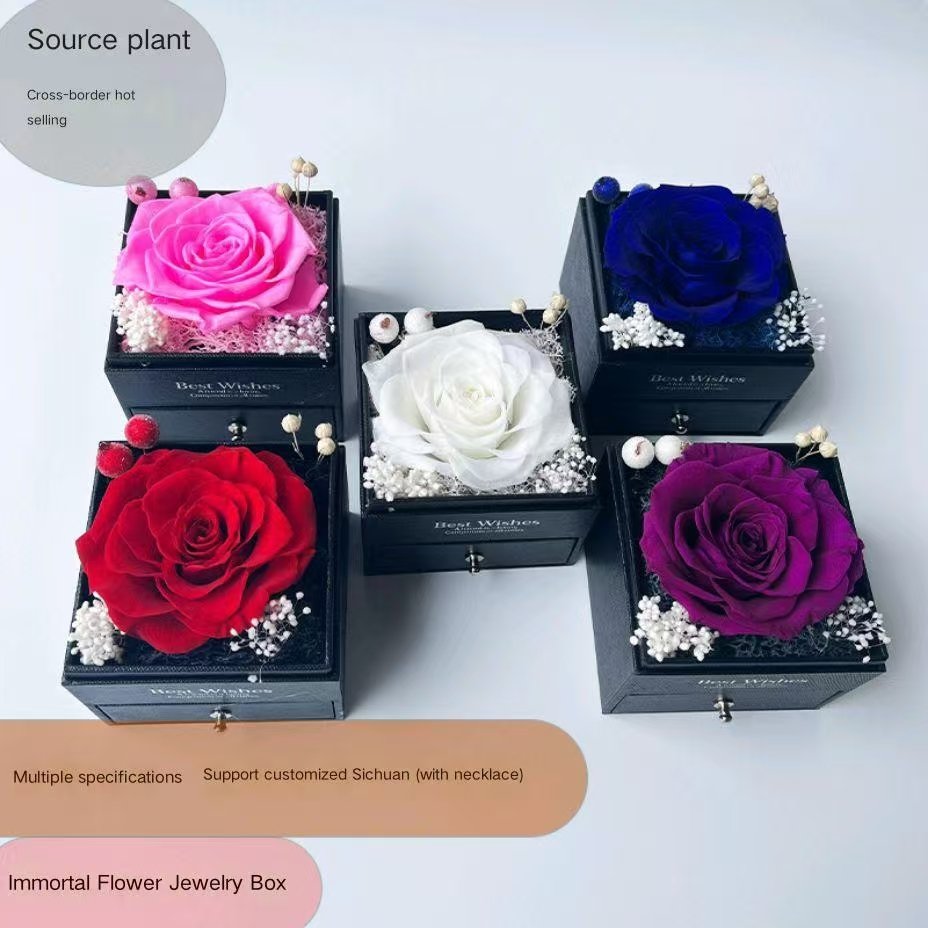 Hot Selling Transparent Best Wishes Rose Pendant Necklace Gift Box for Christmas Valentine's Day Weddings-Factory Wholesale