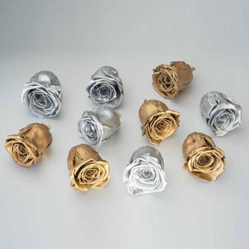 Eco-Friendly Bulk Decorative Flowers Silver Eternal Forever Gold Preserved Rose for Sale