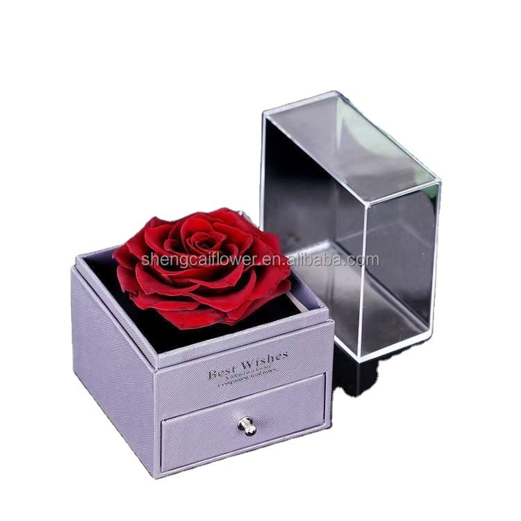 Valentines Mother Day Gift Eternal Rose Preserved Roses Flowers Jewelry Necklace Box With I Love You Necklace Gift