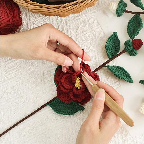 Handmade Articles Handmade Woven Bouquet Preserved Flower Bouquet For Christmas Gift Crochet Flower Made-up