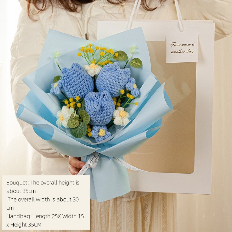 Handmade Articles Handmade Woven Bouquet Preserved Flower Bouquet For Christmas Gift Crochet Flower Made-up