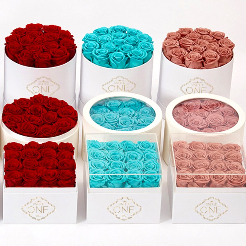 UO Luxury Mothers Day Gift Eternal Roses Preserved Flowers 16 PCS Forever Eternal Preserved Roses In Square Gift Box
