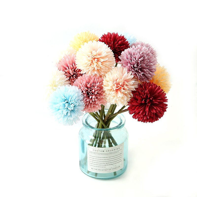 A101 Online shop hot selling flowers Ping pong chrysanthemum artificial flower Dandelion for home decoration Decorative Flowers