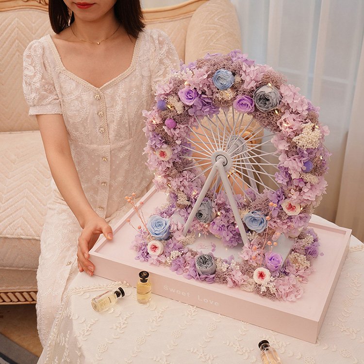 38-21-39cm Ferries Wheel Preserved Flowers Roses for Valentine's Day Mother's Day Gift