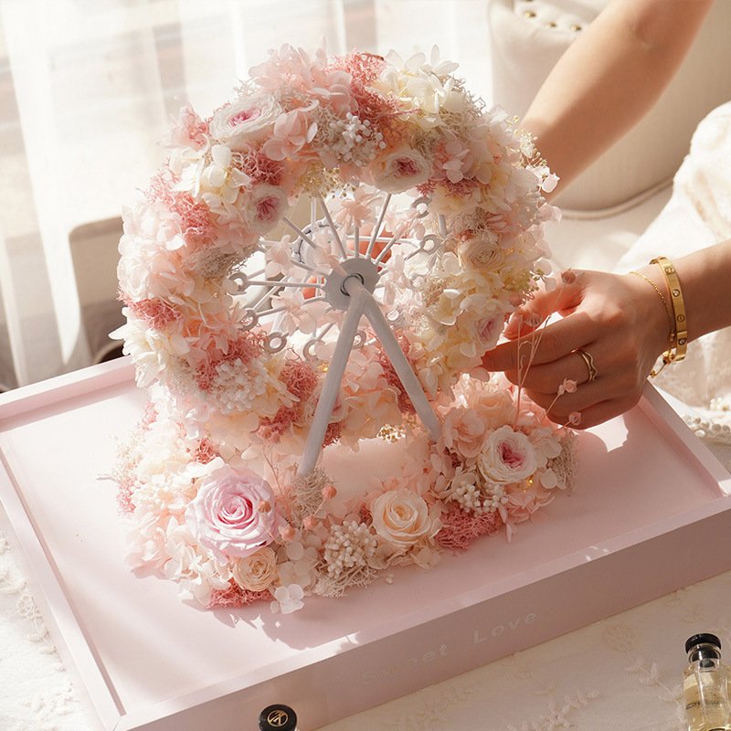 38-21-39cm Ferries Wheel Preserved Flowers Roses for Valentine's Day Mother's Day Gift