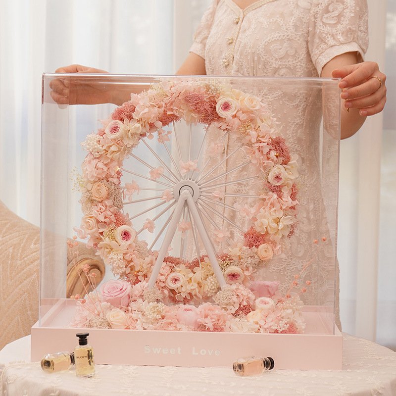 38-21-39cm Ferries Wheel Preserved Flowers Roses for Valentine's Day Mother's Day Gift