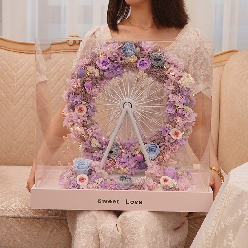 38-21-39cm Ferries Wheel Preserved Flowers Roses for Valentine's Day Mother's Day Gift