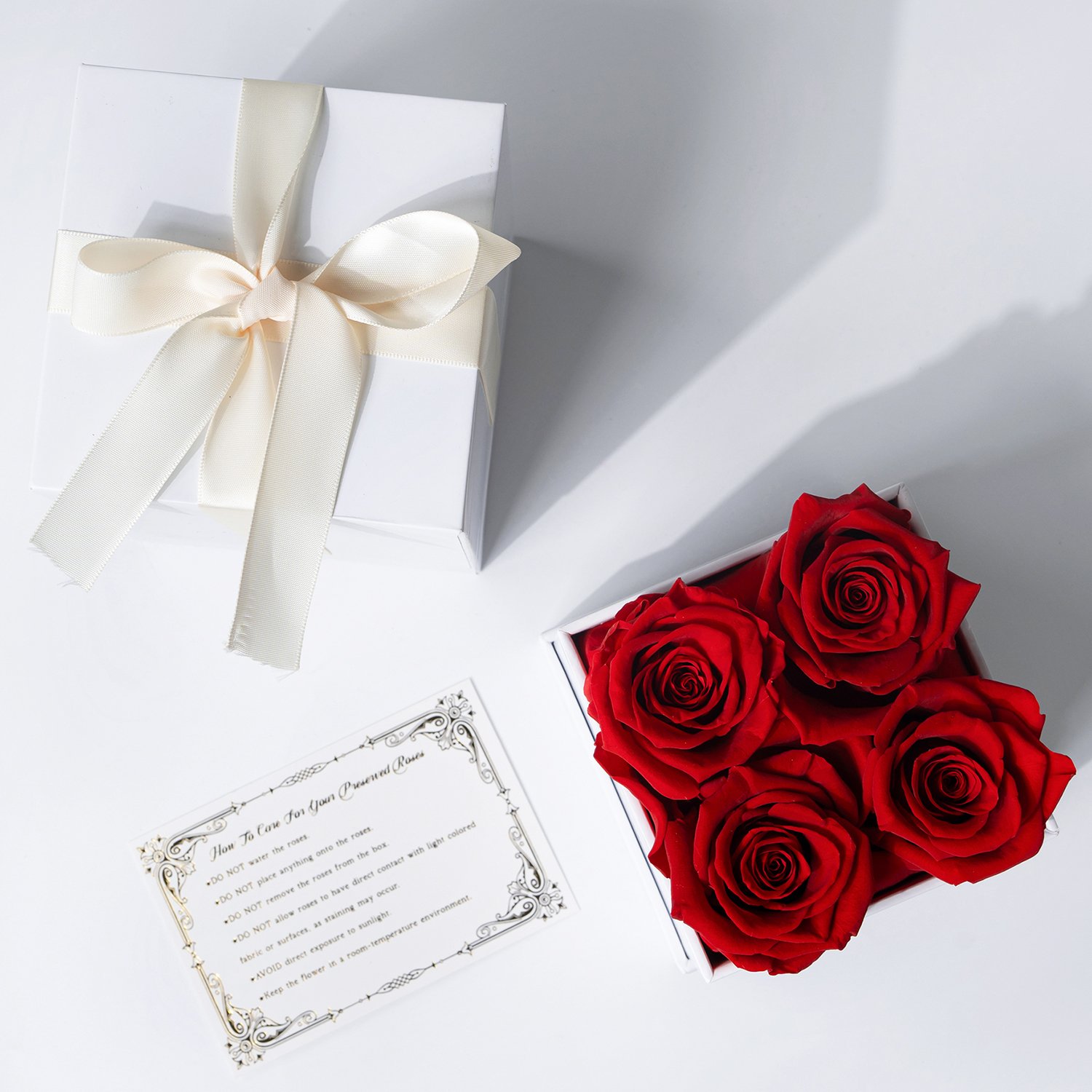 Valentines Day Gift 2025 Luxury 4 Roses Customize Ribbon Box Romantic Real Everlasting Immortal Forever Eternal Preserved Flower