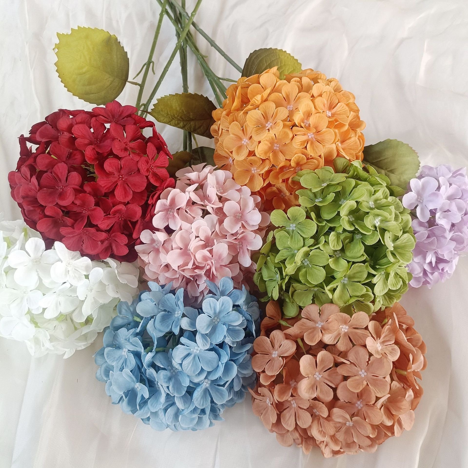 multiple color 5 heads silk hydrangea flower artificial hydrangea for Wedding Decoration