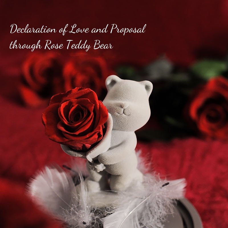 Wholesale Hot Seller Upscale Eternal Forever Flowers Everlasting Roses immortal Flowers with Bear in Glass Dome For Decoration