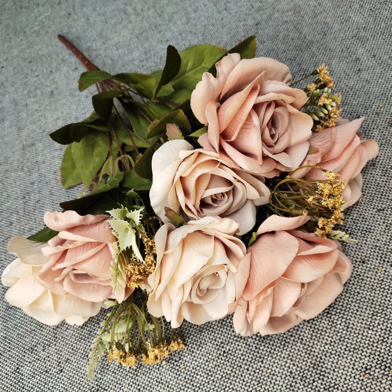 11 Branch Artificial rose bouquet silk flowers for wedding bridesmaid bridal bouquet stabilized preserved floral decoration