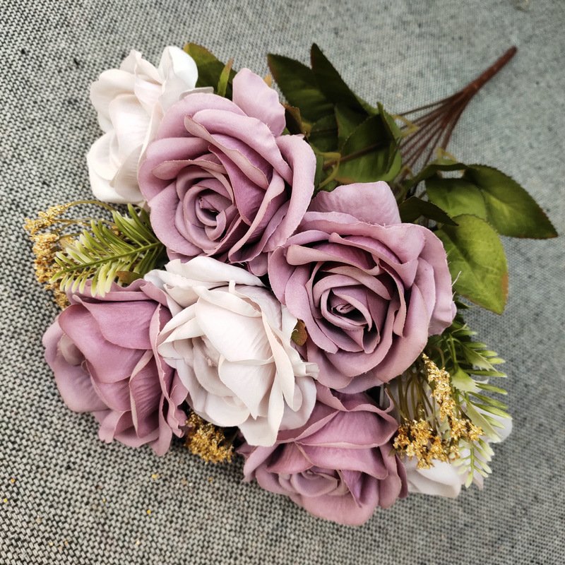 11 Branch Artificial rose bouquet silk flowers for wedding bridesmaid bridal bouquet stabilized preserved floral decoration