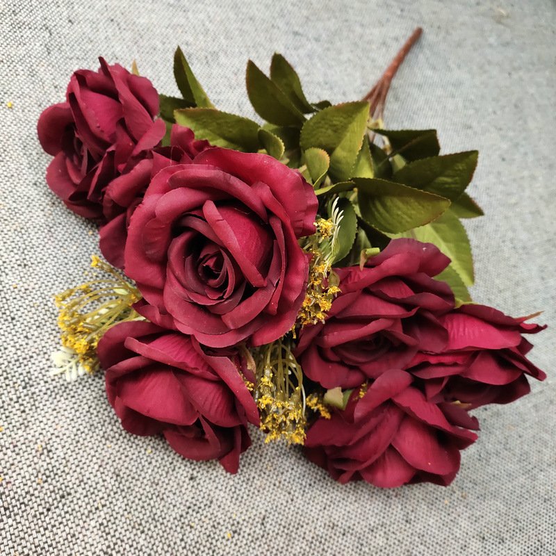 11 Branch Artificial rose bouquet silk flowers for wedding bridesmaid bridal bouquet stabilized preserved floral decoration