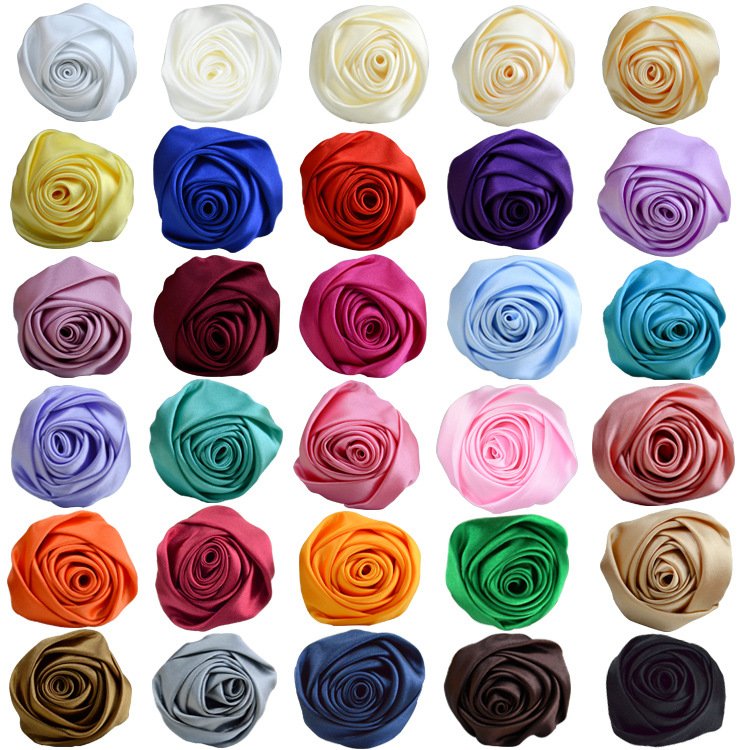 Flores Artificiales Al por mayor 5cm Fabric Flowers Patches 3D Rose bud Handmade artificial Flowers For decoration