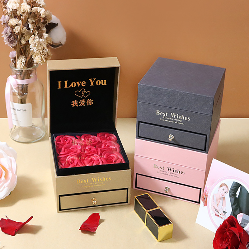 Hot Selling Preserved Rose Flower Boxes With Transparent Pvc Window For Mothers Day 2023