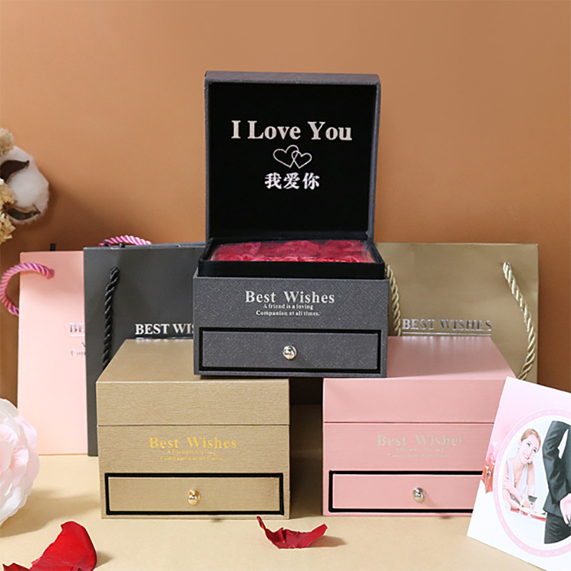 Hot Selling Preserved Rose Flower Boxes With Transparent Pvc Window For Mothers Day 2023
