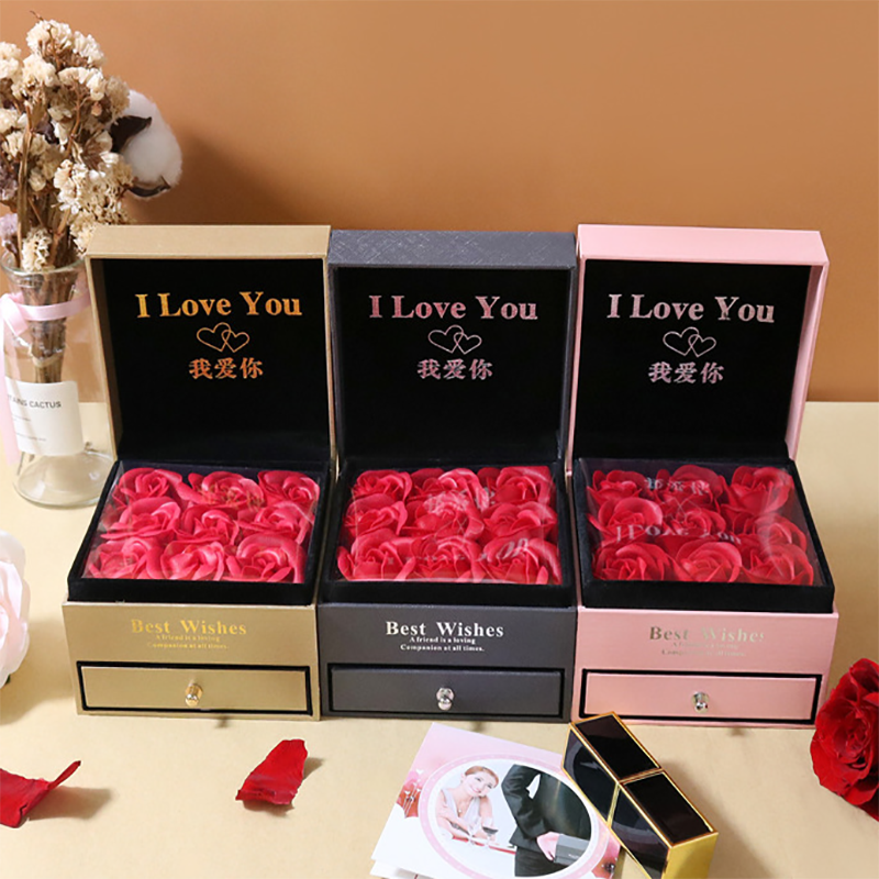 Hot Selling Preserved Rose Flower Boxes With Transparent Pvc Window For Mothers Day 2023