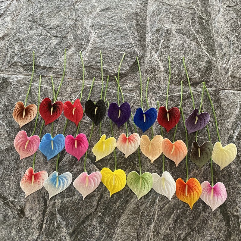 M833 Hot Sale Decorative Flowers Artificial Real Touch PU Anthurium for Centerpiece Flower Arrangement Wedding Decoration