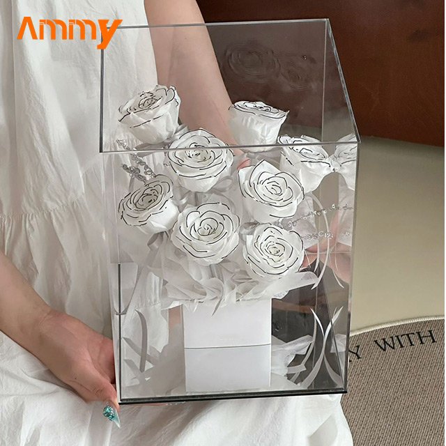 AM-PFE73 Ammy preserved Flower Rose Garden gift box forever preserved Rose in Acrylic Box birthday gifts for Valentine's Day