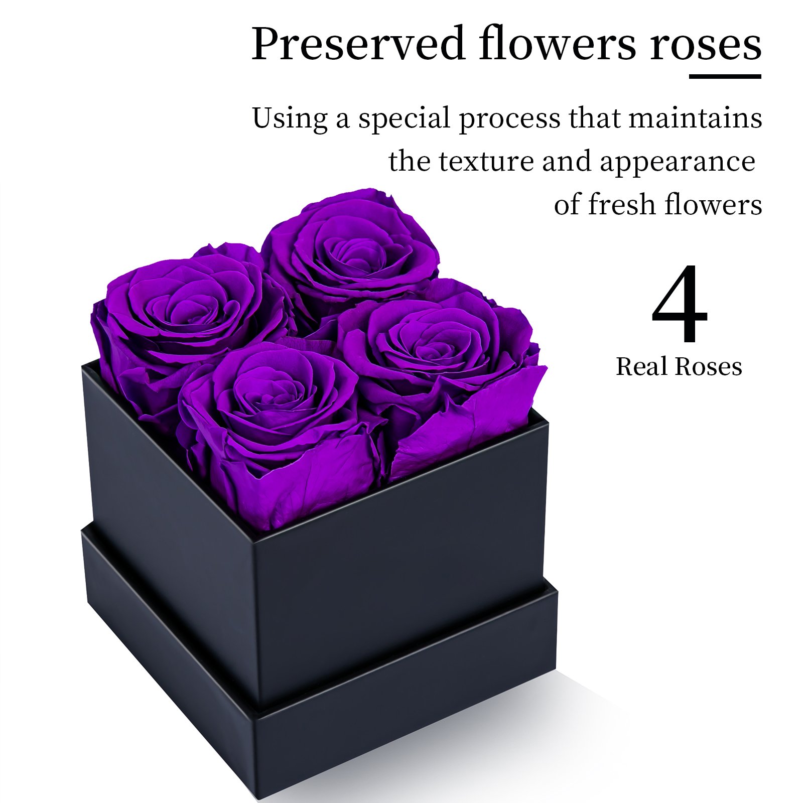New Products Ideas 2024 Purple Forever Flores Real Eternal Decorative Rose Preserving Flower In Gift Square Box