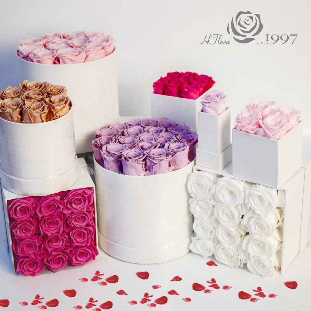 HFlora NEW model White gift box preserved rose for Valentine's Day