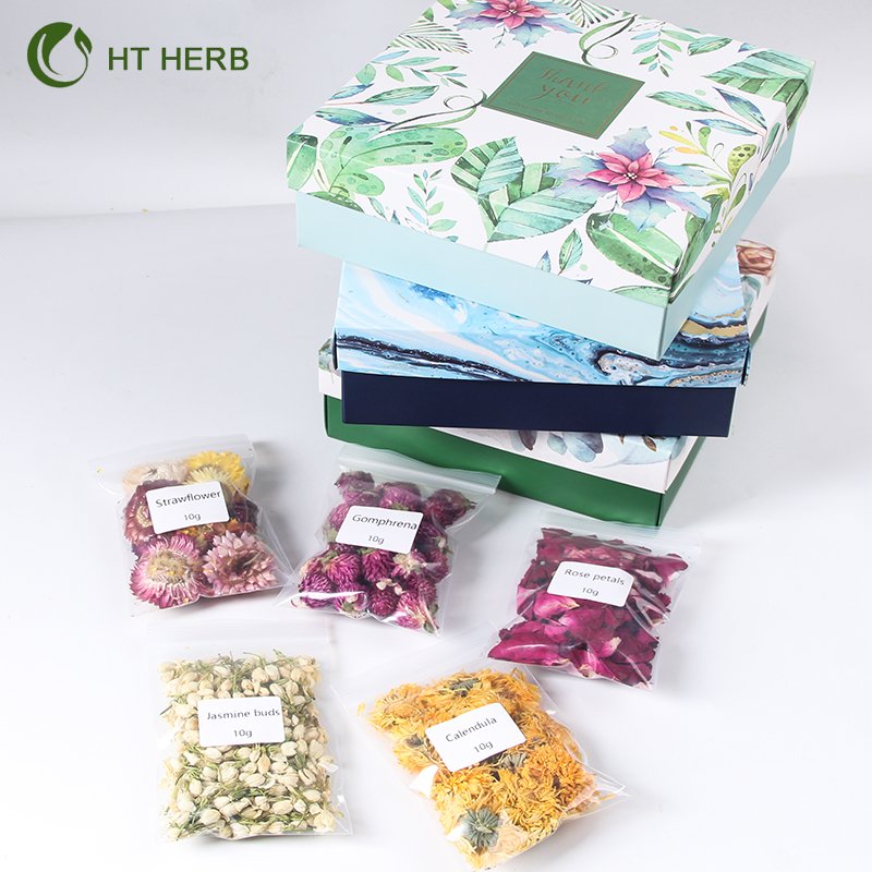 High Quality Fashion Decorative Mixed Real Dried Flowers Gifts Box Herbs Rose Petals Calendula for Bath candle resin Spa