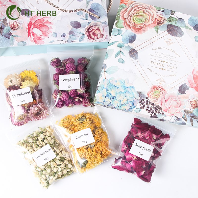 High Quality Fashion Decorative Mixed Real Dried Flowers Gifts Box Herbs Rose Petals Calendula for Bath candle resin Spa