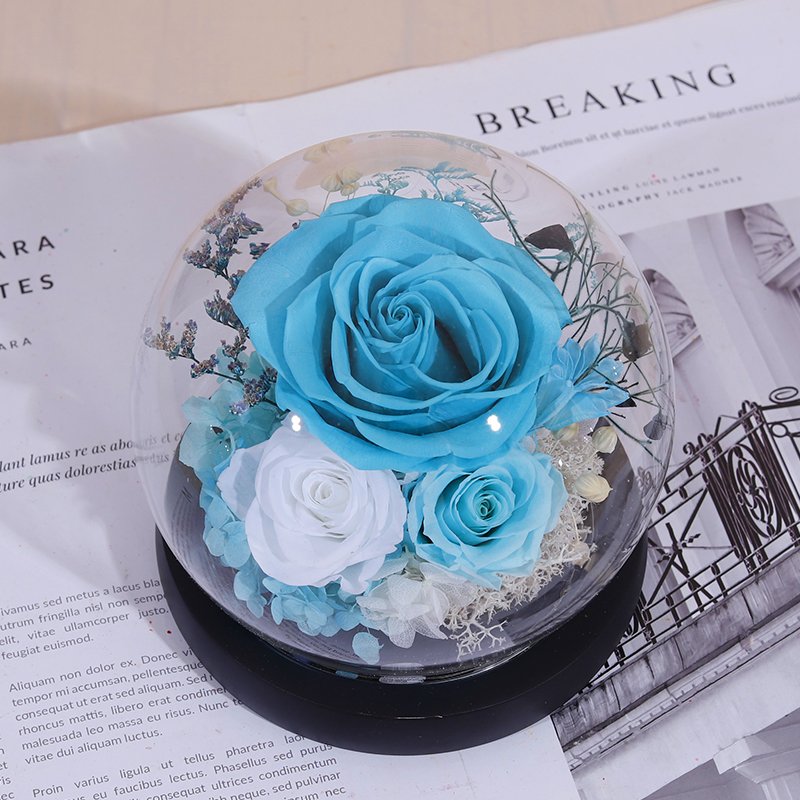 New Style Factory Supply Eternal Rose Preserved Flower Forever Roses In Glass Dome For Gift