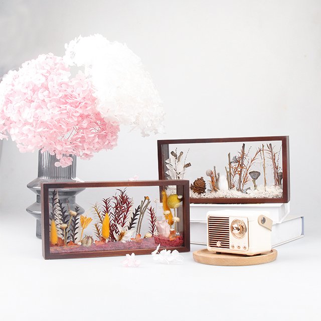 New Product Ideas 2023 Wholesale Preserved Flowers Plants Immortal Flower Picture Wooden Plant Specimen Display Frame