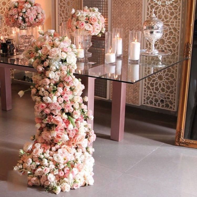 GIGA Luxury Flower Design 2M*40CM Long Table Runners Wedding Flower Aisle Runner Silk Preserved Flowers & Plants IFLOWERGROUP