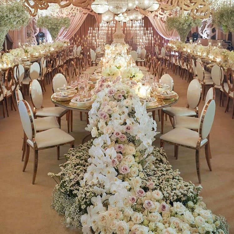 GIGA Luxury Flower Design 2M*40CM Long Table Runners Wedding Flower Aisle Runner Silk Preserved Flowers & Plants IFLOWERGROUP