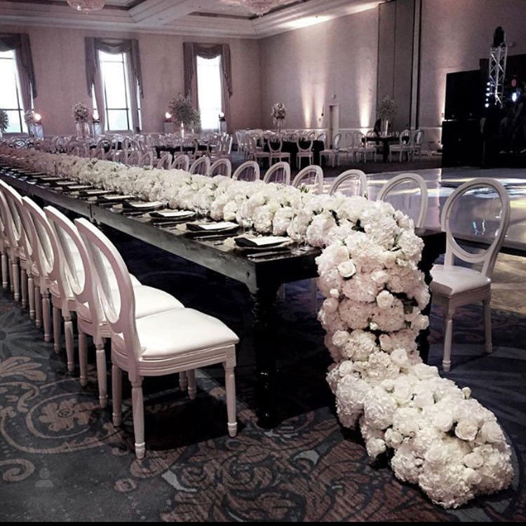 GIGA Luxury Flower Design 2M*40CM Long Table Runners Wedding Flower Aisle Runner Silk Preserved Flowers & Plants IFLOWERGROUP